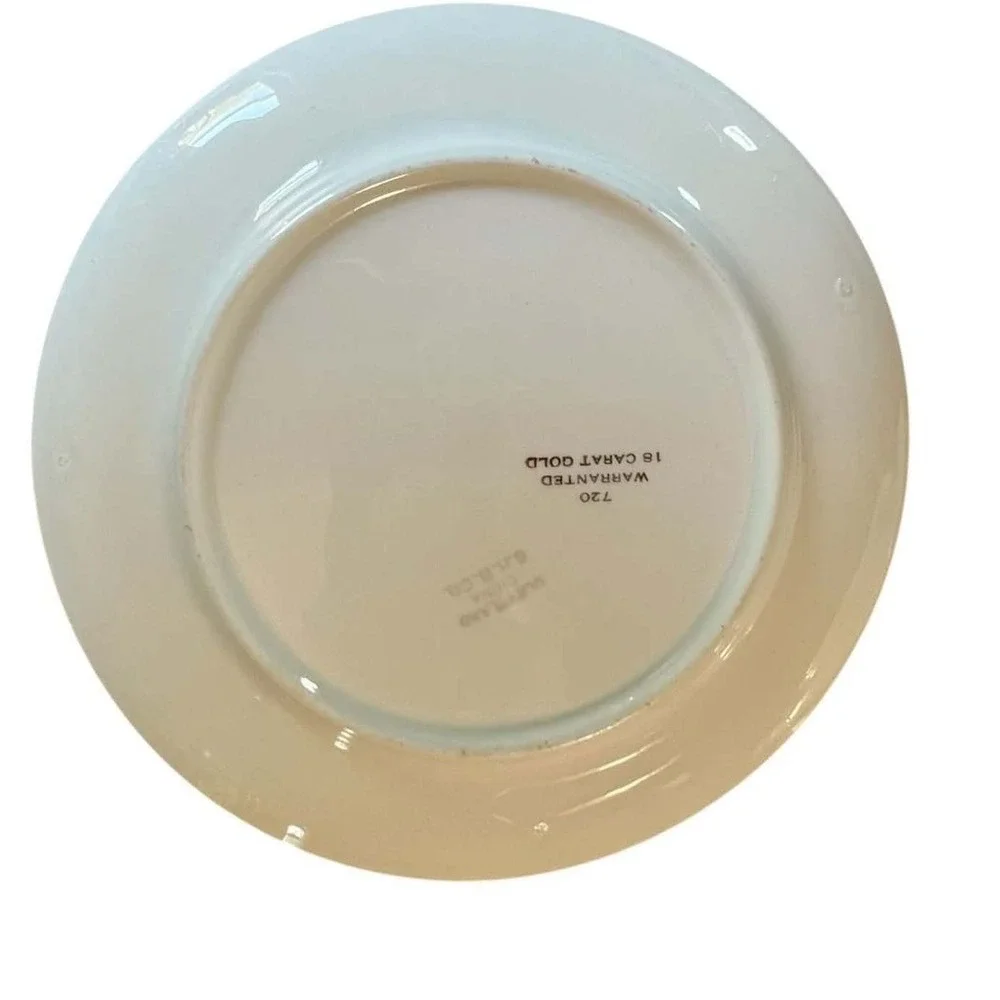 Cleveland China Cream Gold Greek Key 18K Gold Trim Small Plates Saucers Set of 3